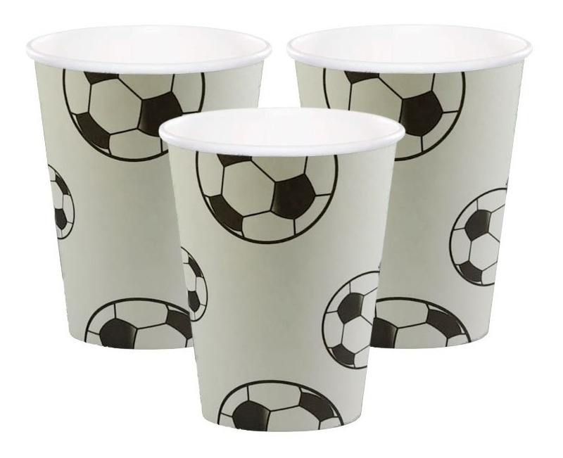 Pack 6 Uds Vaso De Cartón Con Diseño Pelota Futbol