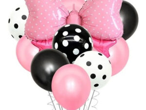 Set Globos Decoración 9 Uds Globos Látex + Globo Grande Lazo