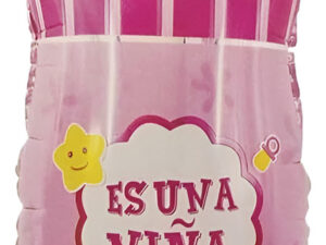 Globo Metálico Silueta Biberón / Frase Es Una Niña / Baby