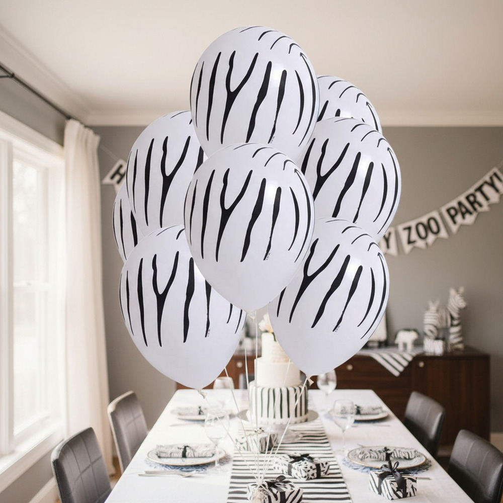Set Globos Decoración 10 Uds Globos Látex Diseño Rayas Cebra - Imagen 5