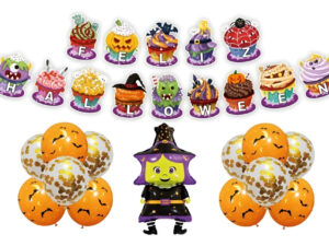 Set De Globos Decoración 13 Uds Motivo Halloween + Guirnalda