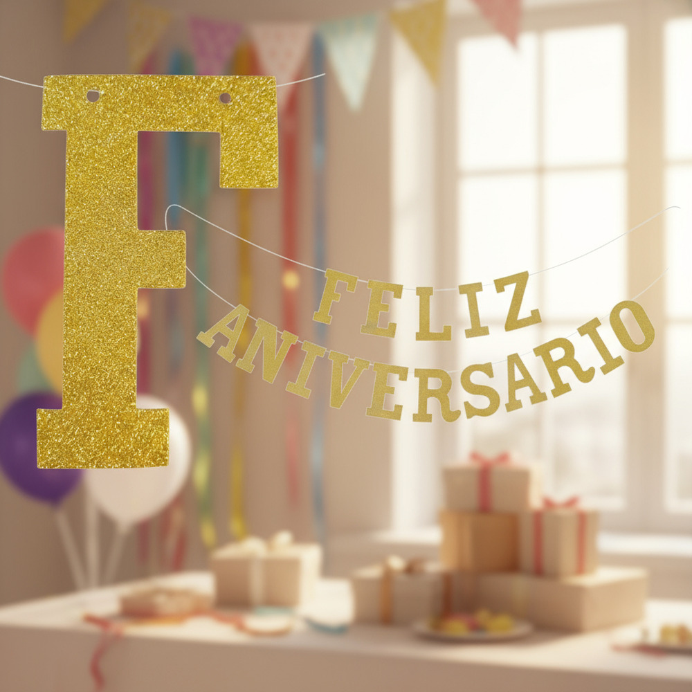Guirnalda Para Decoración Con Frase Feliz Aniversario - Imagen 2