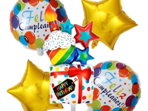 Set Globos 5 Uds Silueta Pastel + Estrellas + Circulos Fc