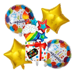 Set Globos 5 Uds Silueta Pastel + Estrellas + Circulos Fc