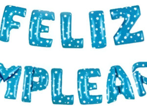 Globos Feliz Cumpleaños 15 Uds Azul Estrellas 40cm Metalizados Helio