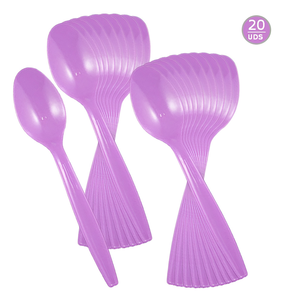 Pack 20 Uds Cucharas Plásticas Unicolor Para Fiesta - Imagen 5