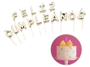 Velas Decoración Torta 15 Uds Frase Letras Feliz Cumpleaños
