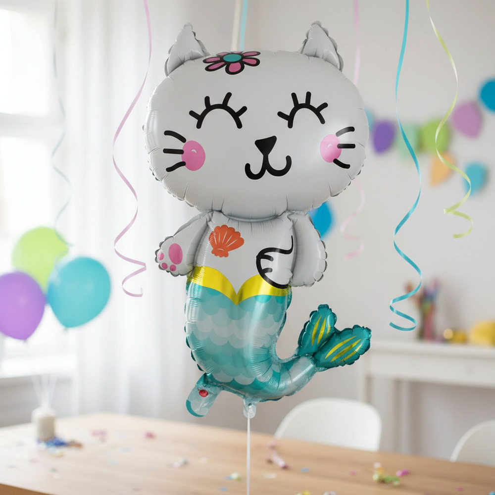 Globo Metálico Decoración Animal Gato Sirena - Imagen 2