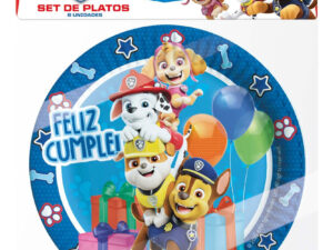 Pack 6 Uds Plato Pequeño Cartón / Diseño Paw Patrol