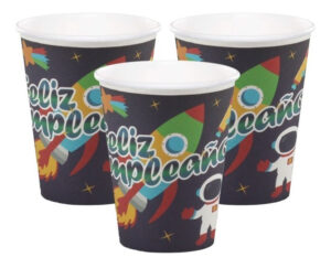 Pack 6 Uds Vaso De Cartón Con Diseño Astronauta