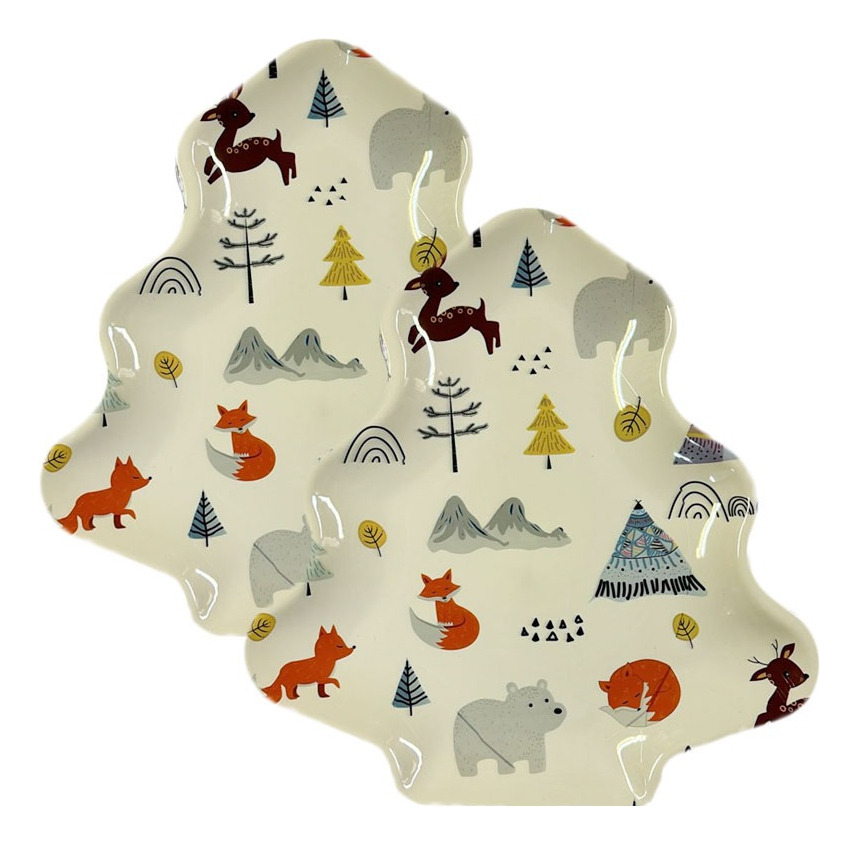 Pack / Plato Árbol / Decoración Navidad / Melamina 28 Cm - Imagen 3