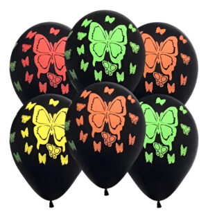 Pack 6 Uds Globos Decorativos Flúor De Mariposas