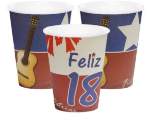 Pack 10 Uds Vaso De Cartón Con Diseño Fiestas Patrias