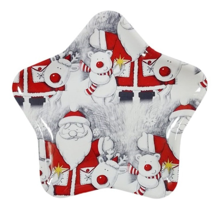 Pack / Plato Estrella / Decoración Navidad / Melamina 22 Cm - Imagen 2