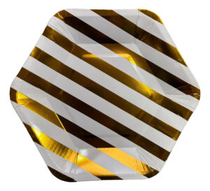 Pack 6 Uds Plato Grande / Diseño Hexagonal Rayas Gold
