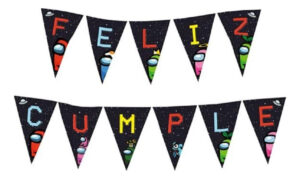 Guirnalda Among Us Feliz Cumple, Ecológica