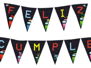 Guirnalda Among Us Feliz Cumple, Ecológica