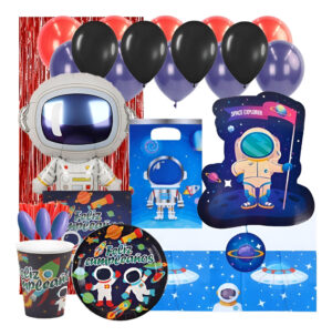Set De Cumpleaños + Globos + Piñata Astronauta 12 Personas