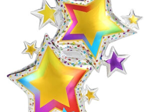 Globo Metálico Grande / Silueta / Estrellas De Colores