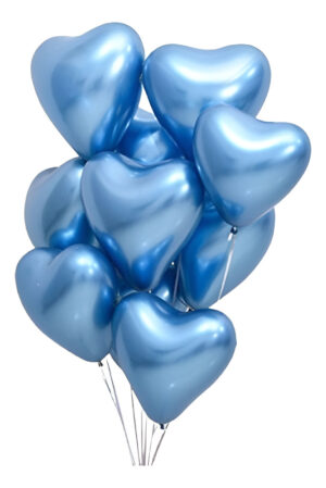 Pack 12 Uds / Globos Decorativos / Cromados / Forma Corazón