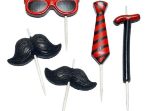 Velas Para Decoración De Torta Mostacho Y Accesorios