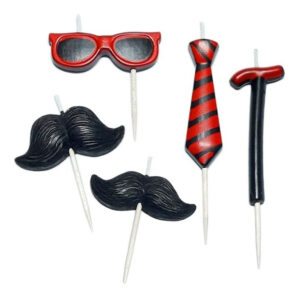 Velas Para Decoración De Torta Mostacho Y Accesorios