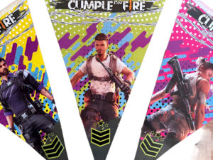 Guirnalda Free Fire Cumple On Fire, Ecológica