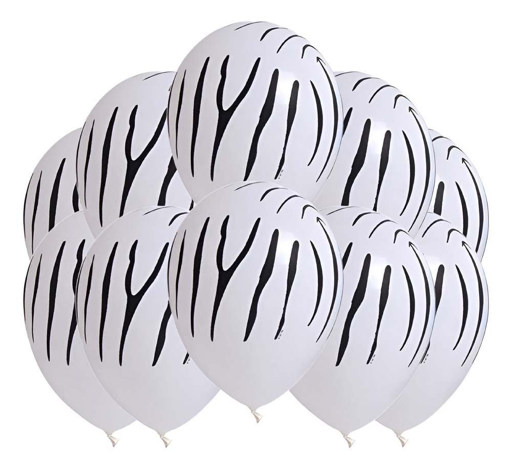 Set Globos Decoración 10 Uds Globos Látex Diseño Rayas Cebra