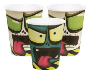 Pack 6 Uds Vaso De Cartón Con Diseño Zombie
