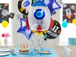 Set De Globos Decoración 5 Uds Nave Cohete + Estrellas